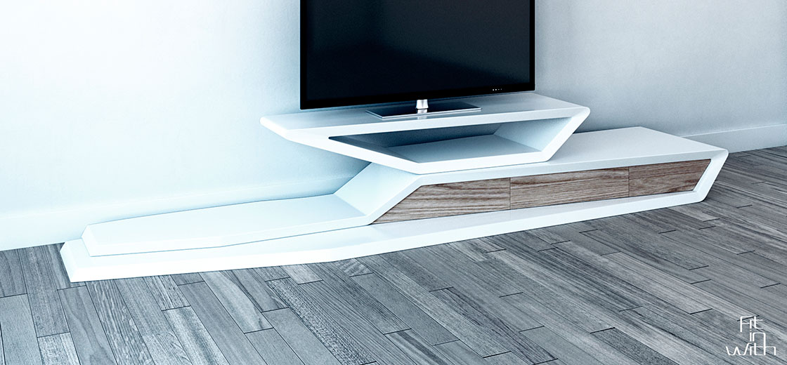 Fit in With. Modelo Tecum. Mueble para TV en Solid Surface